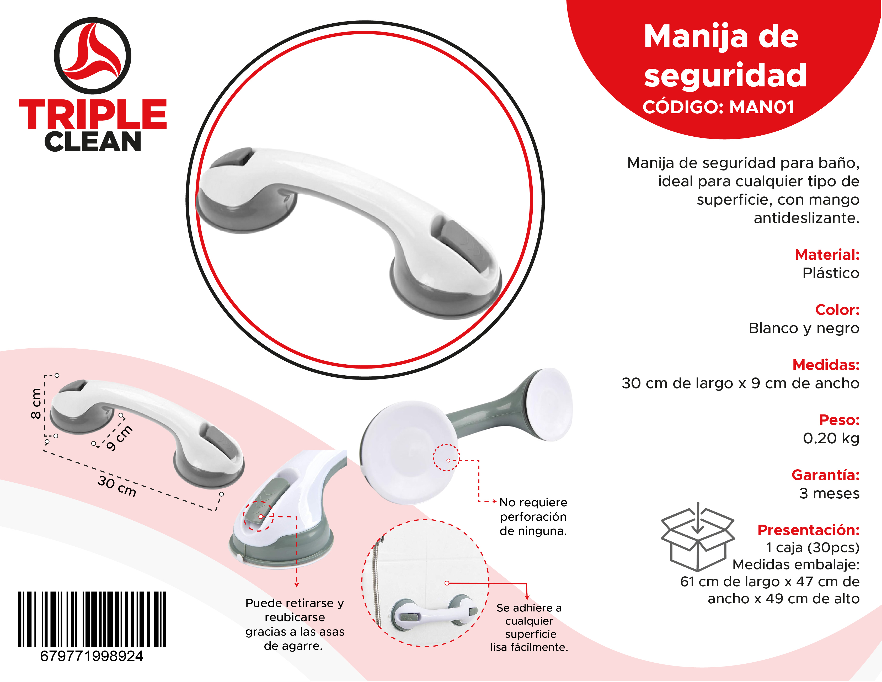 Miniatura 6 de Set de manijas de seguridad para baño
